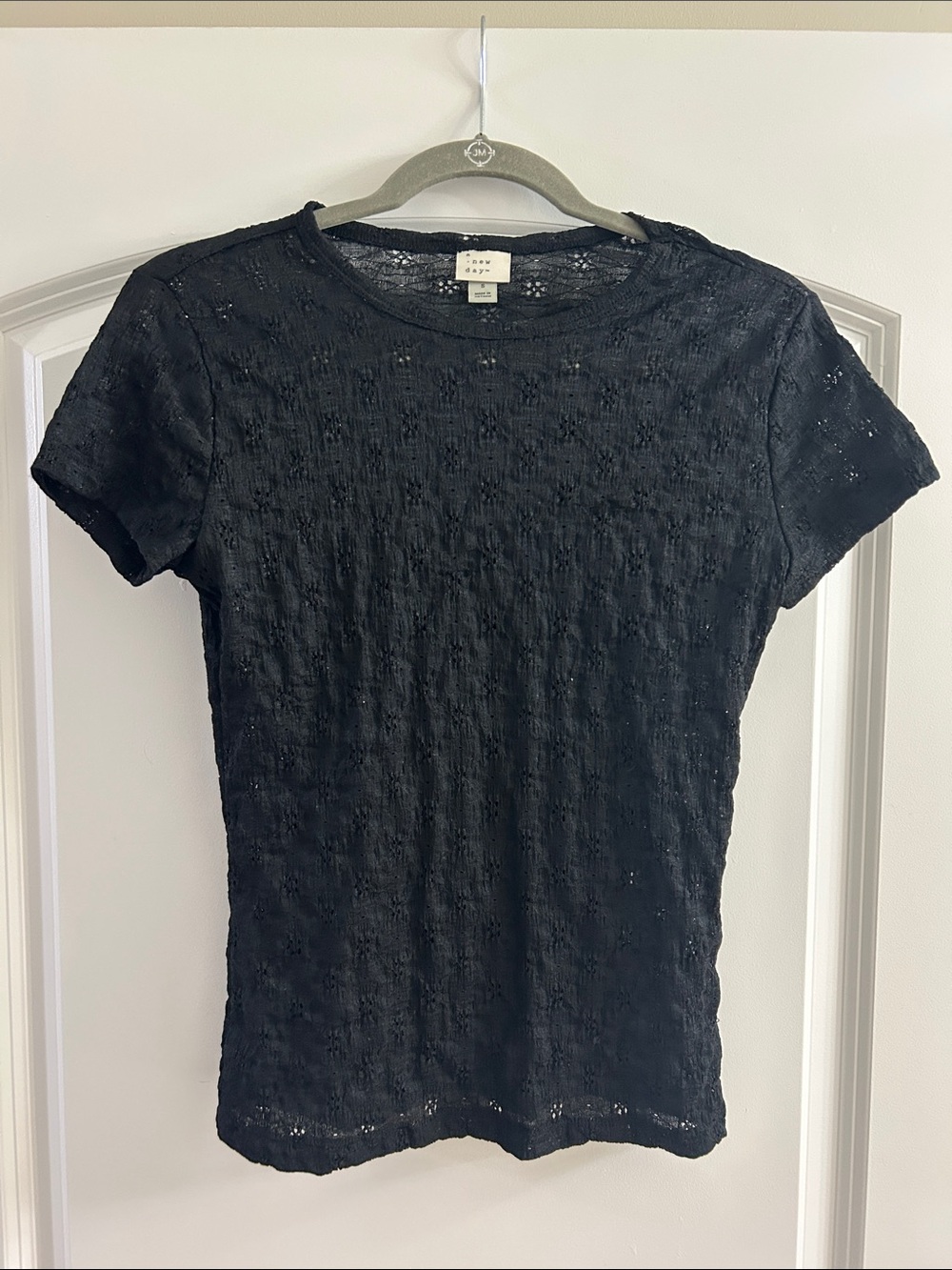a new day Black Short-Sleeve Lace Tee